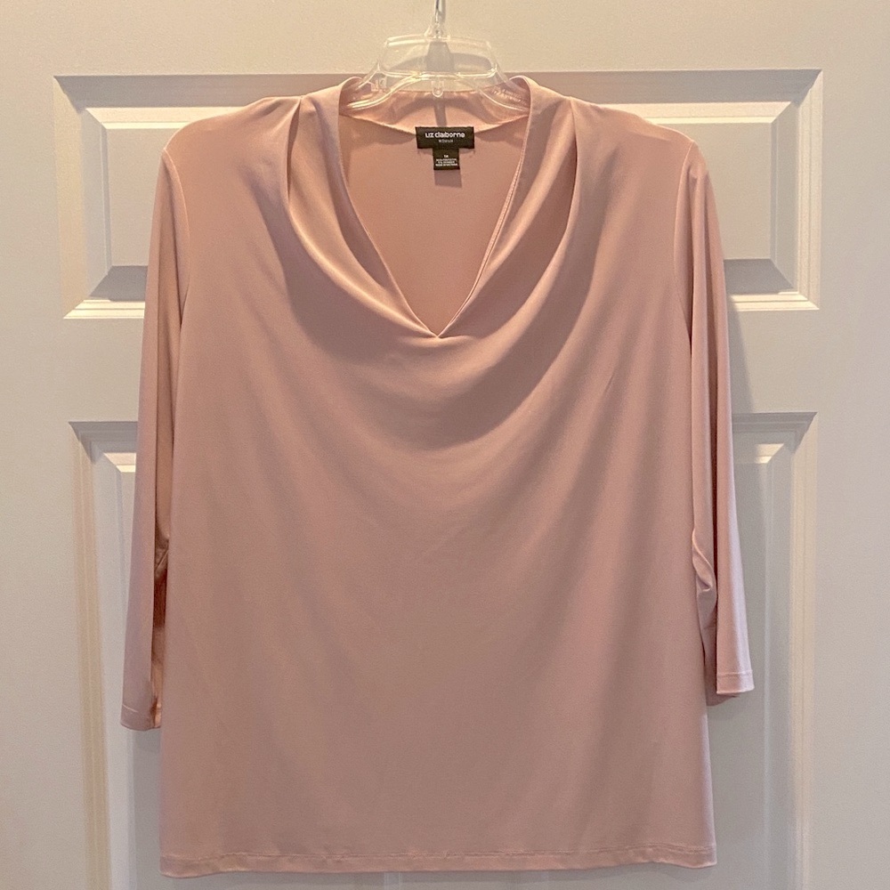 Liz Claiborne Blush Pink V-Neck Blouse